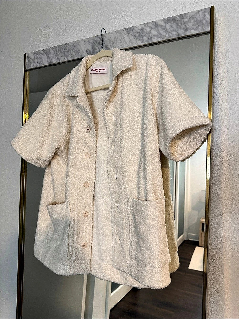 Orlebar Brown Griffith Terry Towelling Shirt Teddy Jacket Cream Size Large